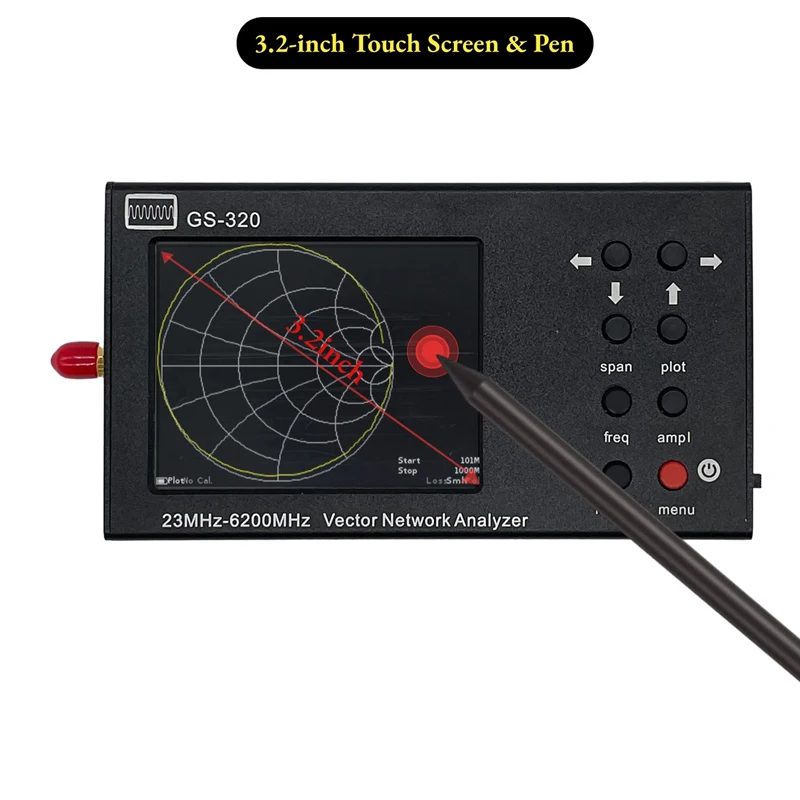 GS-320 Handheld Vector Network Analyzer VNA Bluetooth/WiFi/5.8G Antenna Test Cable Fault Location Smith Chart