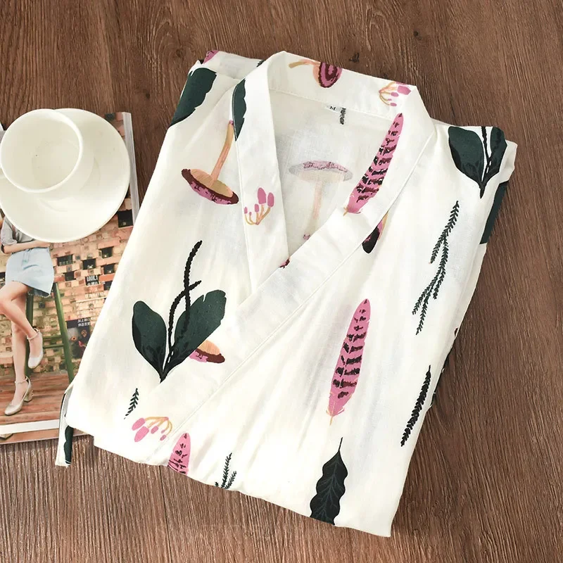 Conjunto de ropa de 2 piezas para amantes japoneses, Kimono con estampado de gato Kawaii, Yukata, ropa humeante, pijamas, albornoz, camisón, Japón