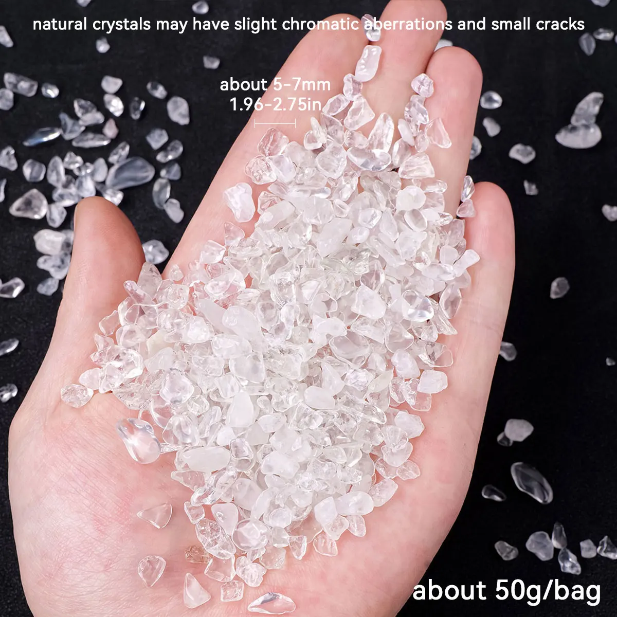 50g/bag Natural Crystal Clear Quartz Broken Household Supplies Healing Crystals Bulk For Jewelry Making Aquarium Decoration