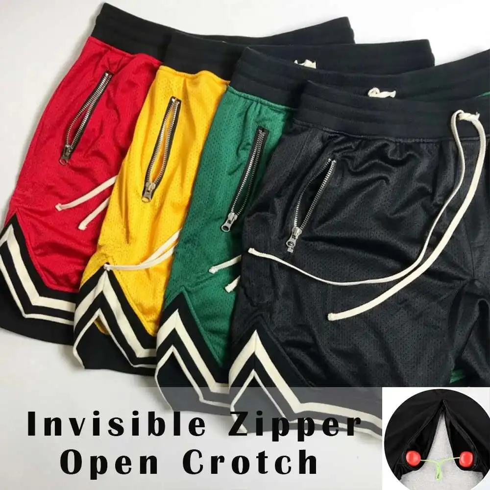 

Invisible Zipper Open Crotch Sports Shorts Summer Basketball Plus Size Bottoms