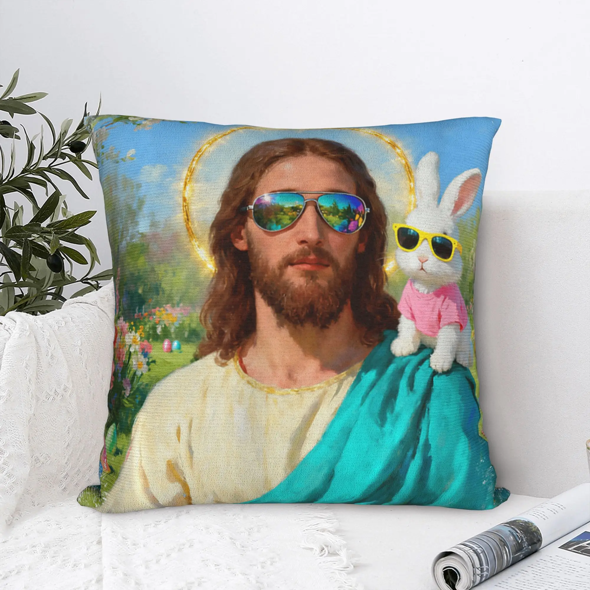 Easter Yolo Jk BRB Jesus Pillow Cover  Soft Cushion Cover Morden Pillow Case For Chair Sofa Home Decor