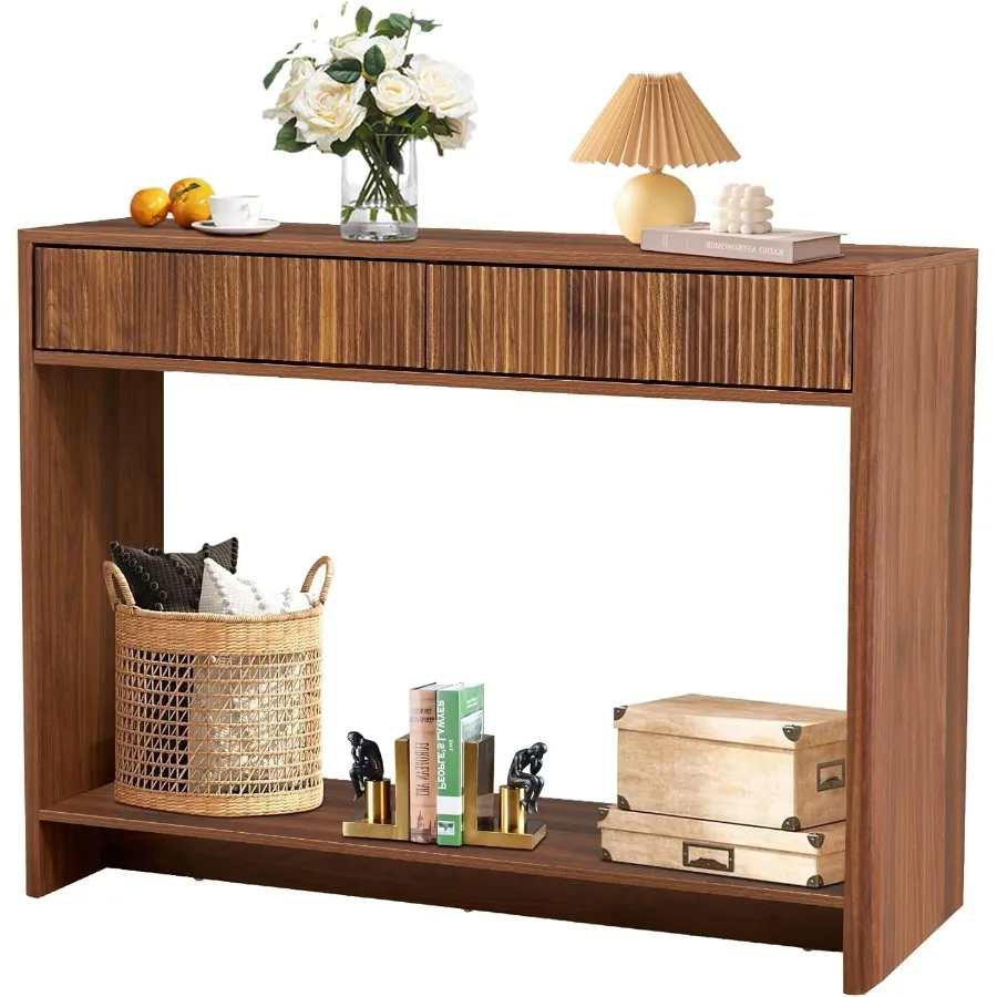Entryway Table with Storage rrow Console Table with Drawers 43.3' Couch Table Behind Sofa Long and Skinny for Living Room TV Ha