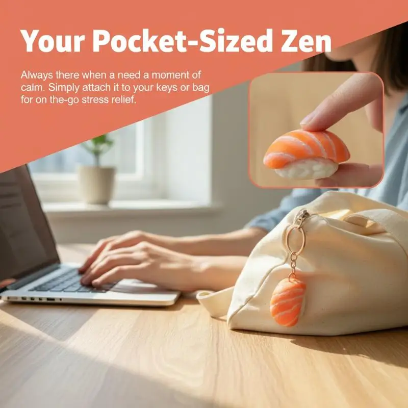 3D-gedruckter Clicker-Sushi-Schlüsselanhänger, Taschenanhänger, Rucksack-Schlüsselring, Anti-Stress-Fidget-Geschenkspielzeug – Detail 3