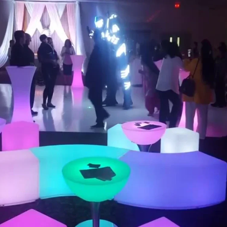 Glow Lighting Long Stool Arc Seat Sectional Sofa Outdoor Party Portable Furniture Post Modern Bench RGB Night Light image 5
