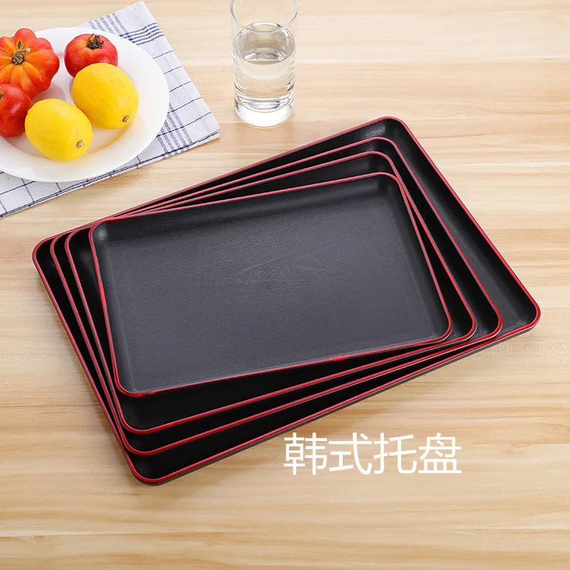 Restaurant Plastic Serving Tray Home Tea Fruit Dessert Tray Anti-Slip Resistant Food Cooking Storage Tray Kitchen Organizer