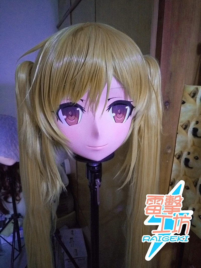 (LJ-056) Customize Character Female/Girl Resin Kig Full Head With Lock Anime Cosplay Japanese Anime Kigurumi Mask