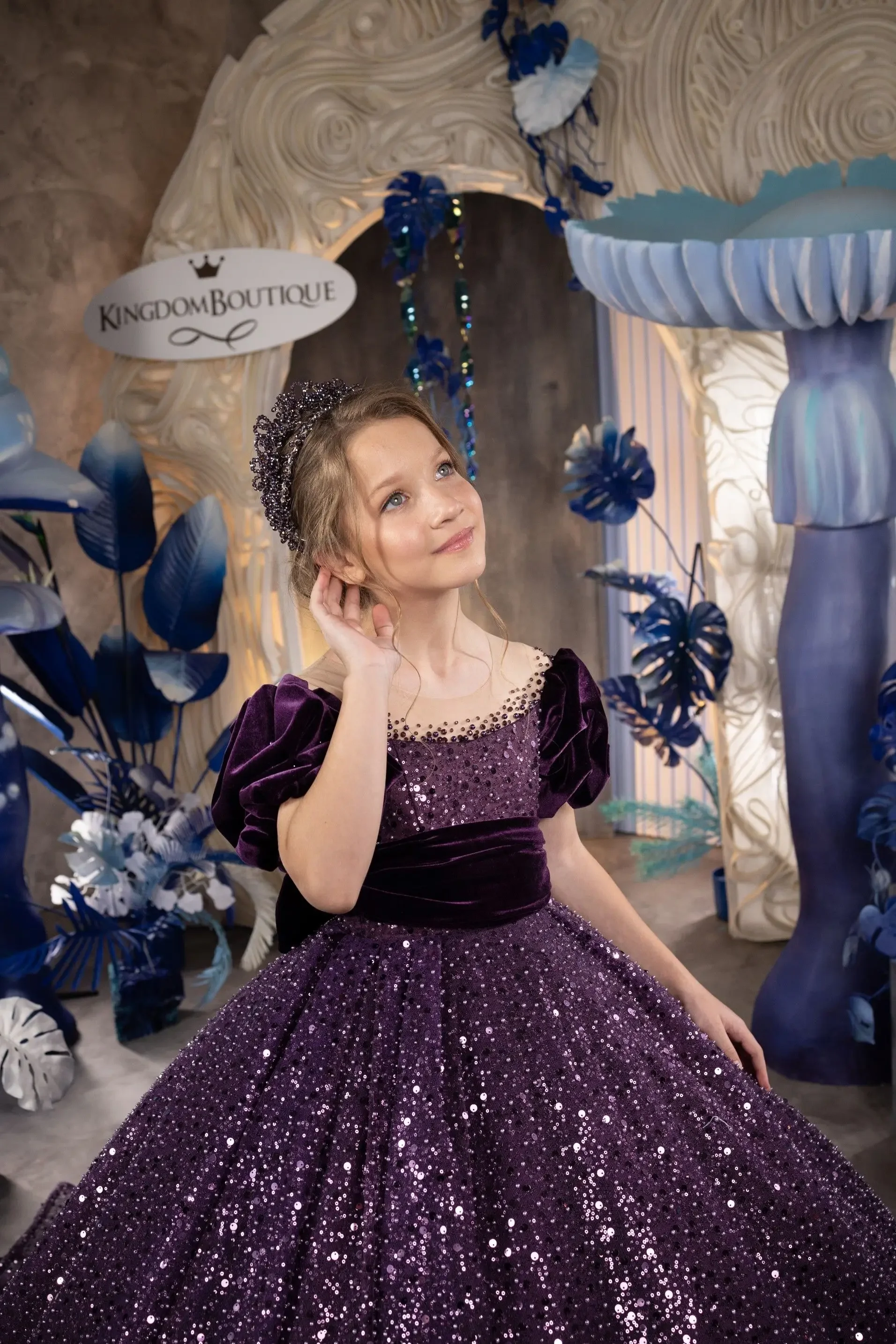 فساتين فتاة الزهور لحفلات الزفاف ترتر طول الأرض للفتيات والأطفال وحفلات أعياد الميلاد والأميرة الأولى بالتواصل المقدس