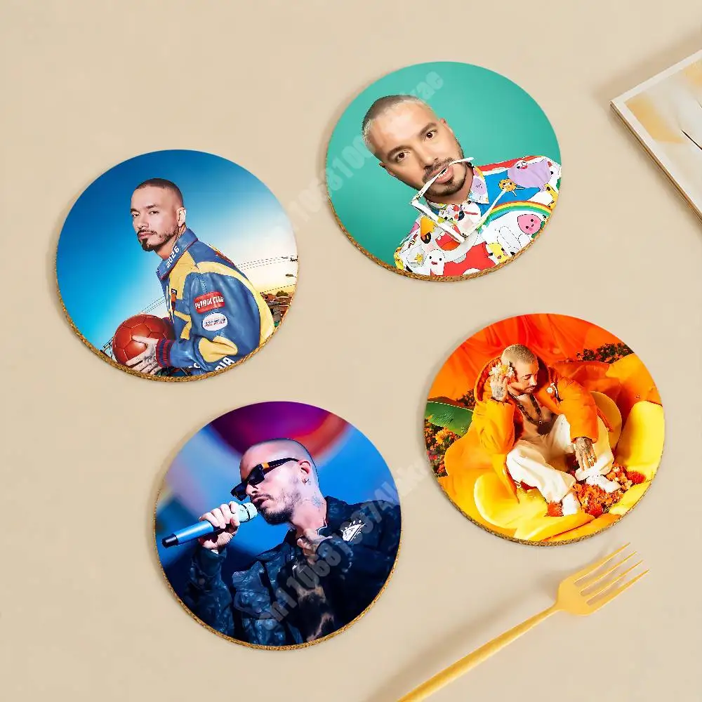 J B-Balvin Ciudad Primavera Colombia Wooden Cup Mat Americano Beer Milk Water Coaster for Baking Studio