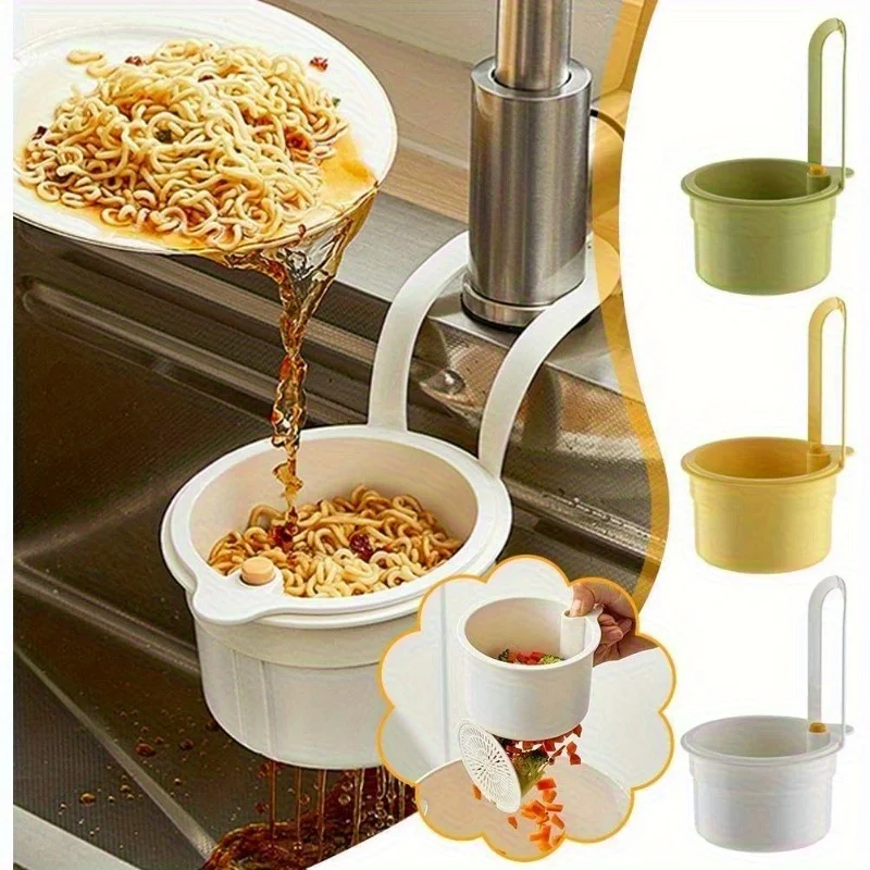 

Sink and Food Waste Disposal System Similar To Kitchen Strainer Features Hanging Design Automatic Drain and Storage Basket