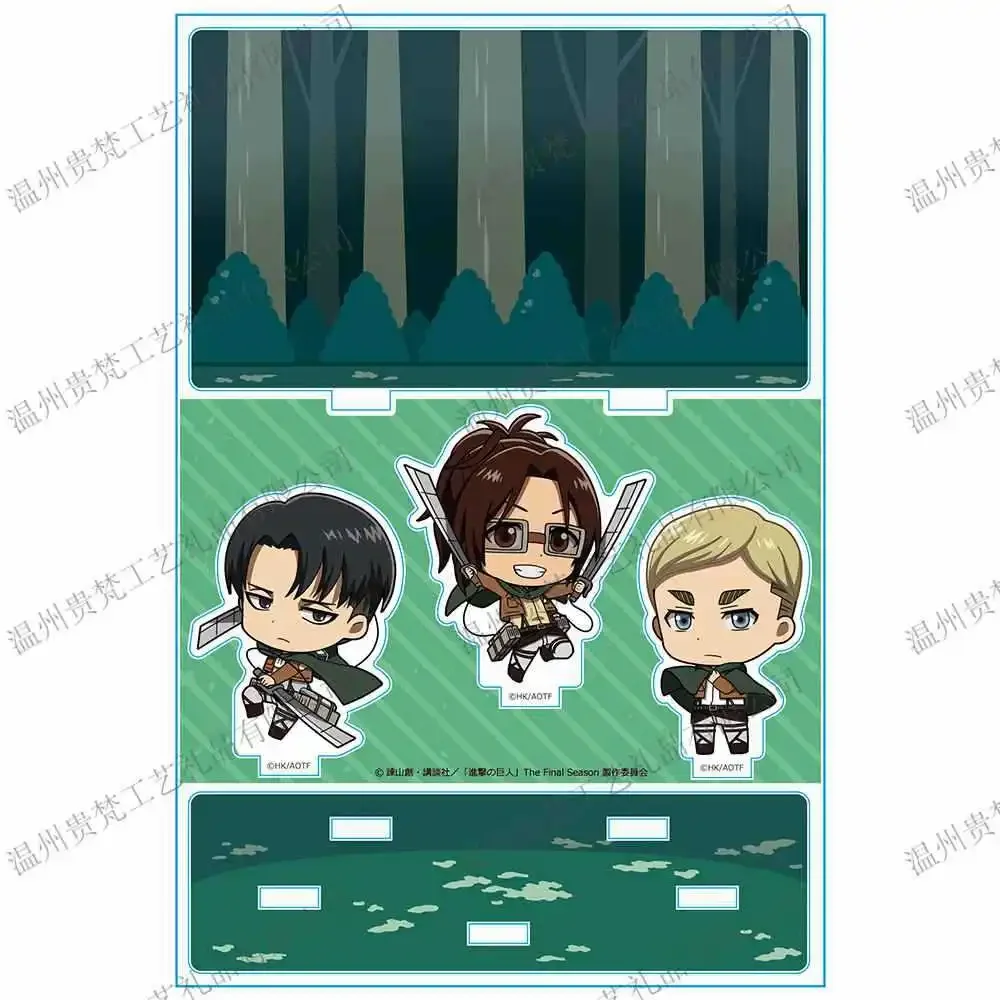 Attack on Titan Anime Levi Eren Mikasa Action Figure Doll Acrylic Stand Model Plate Cosplay Toy 3 Figures Set