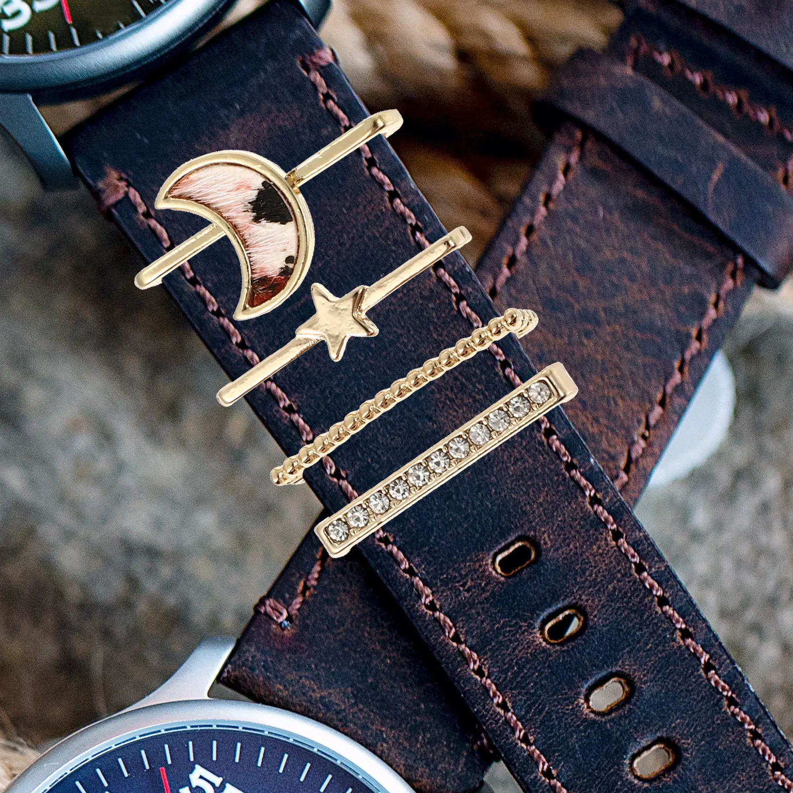 

4Pcs Watch Band Charms Exquisite Workmanship Decorative Loops Compatible with Silicone Watchband Stylish Personality Boosters
