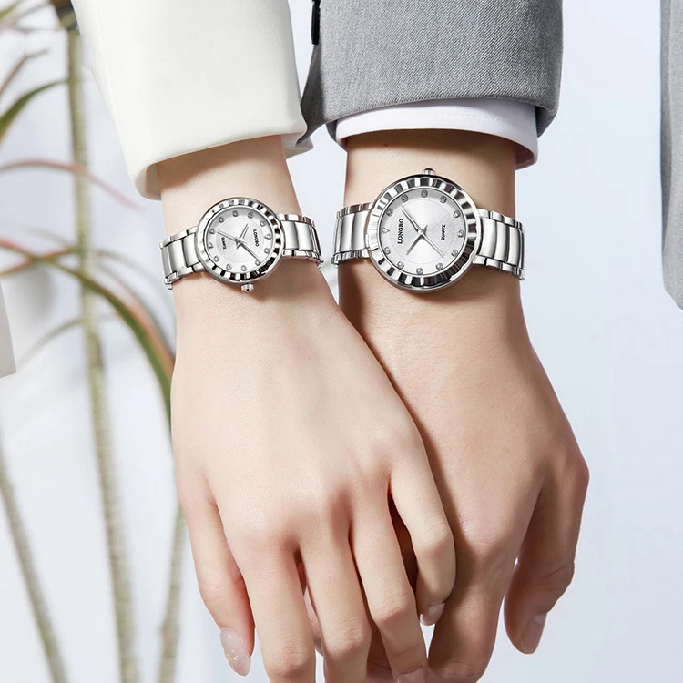 Reloj de pareja de lujo para hombres y mujeres, Reloj de pulsera de cuarzo, Reloj Simple con diamantes, Orologio masculino para hombre y mujer, Reloj plateado dorado y negro para niñas