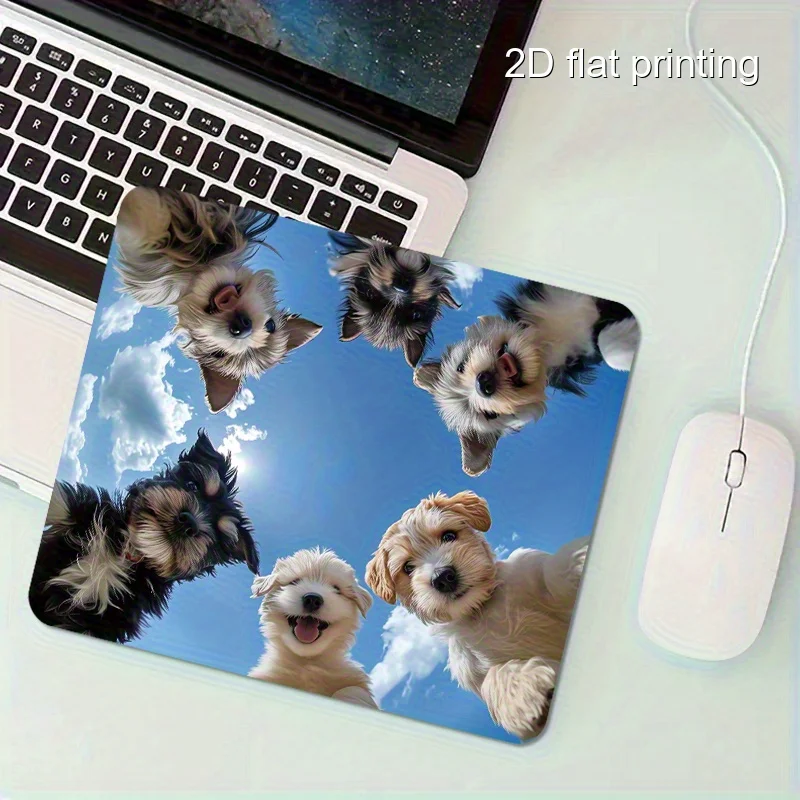 Fashion Puppy Pattern Natural Rubber Anti-slip Mouse Pad, Simple Portable Desk Pad, Suitable for Office, Laptop and Home Use