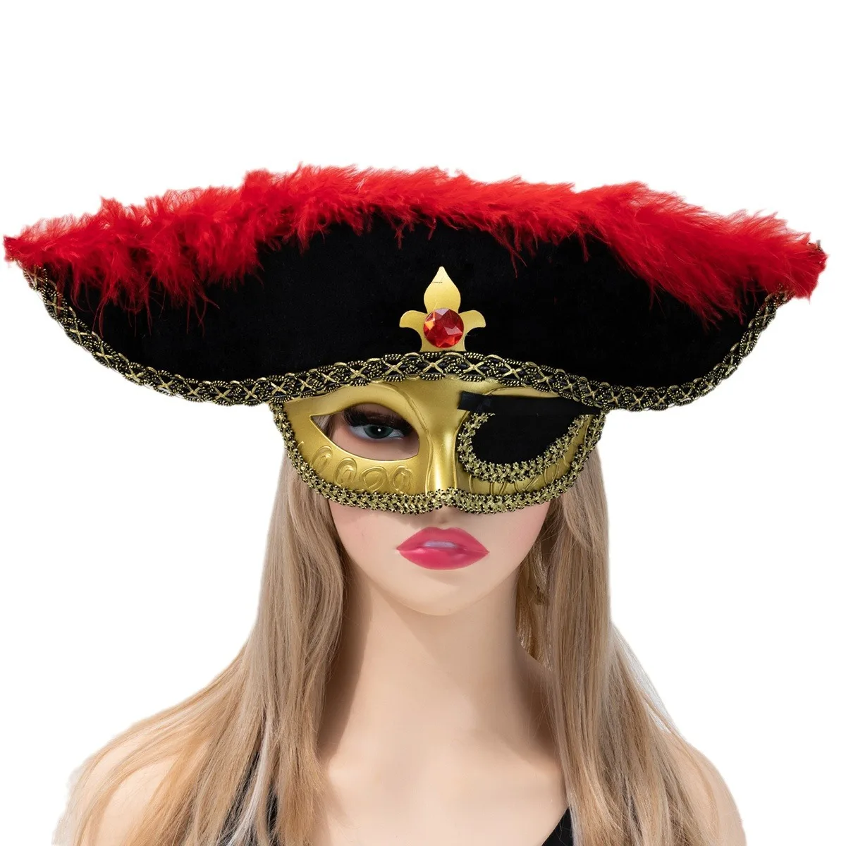 

Halloween and Ghost Festival supplies, costume party props, one-eyed dragon pirate mask, cos Caribbean pirate mask