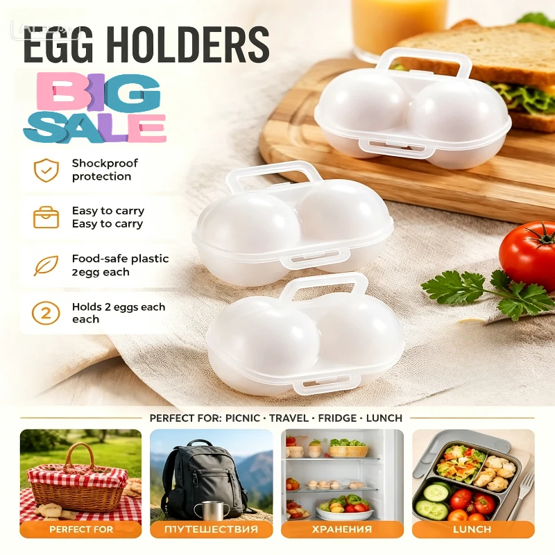 Outdoor Portable Egg Box Anti Drop Egg Storage Box Travel Earthquake Prevention Camping Shatter Proof Egg Tray Breakfast Egg-Box