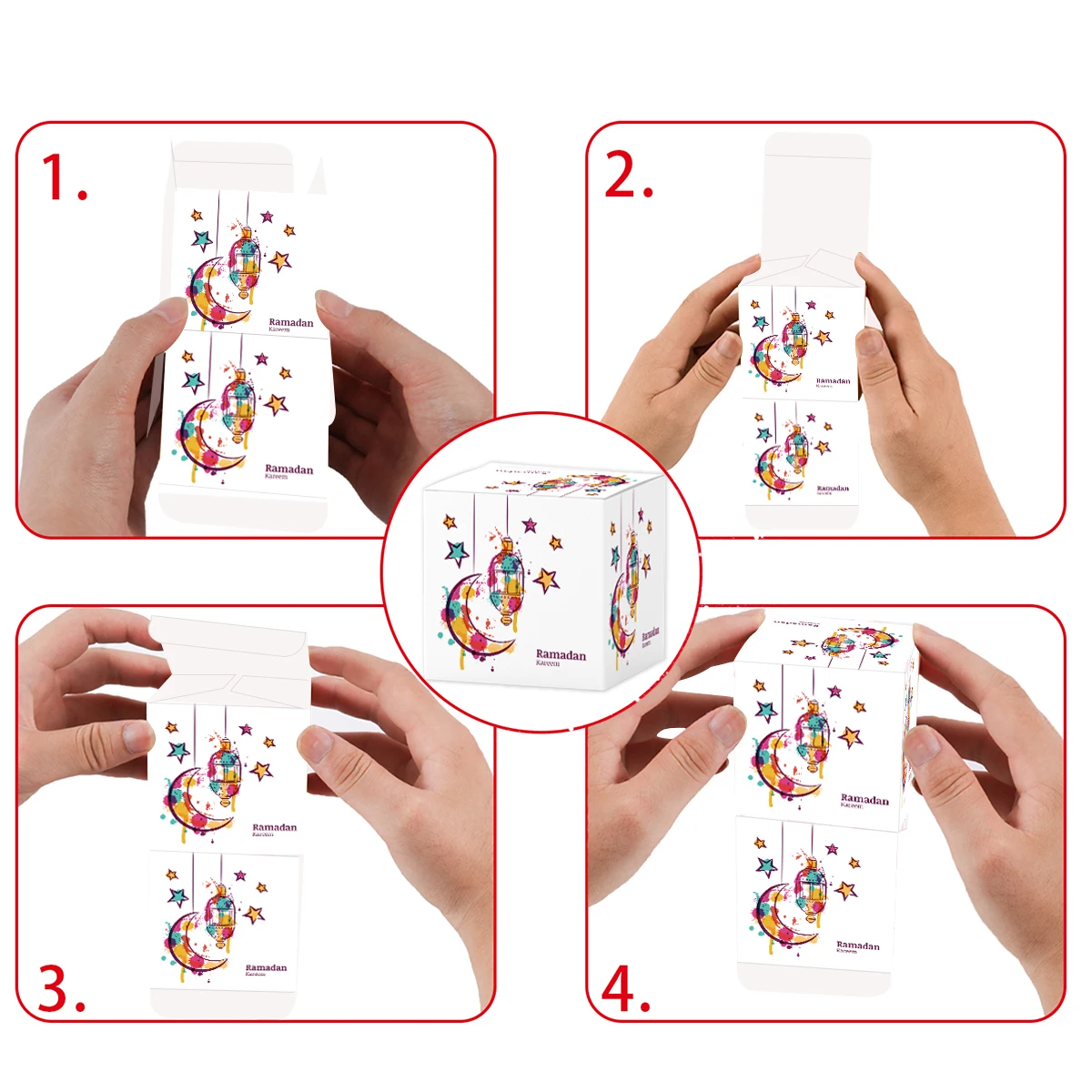 12pcs EID Mubarak Candy Cookies Box Ramadan Decoration for Home Gift Box Muslim Islamic Party Supplies 2025 Ramadan Eid al fitr