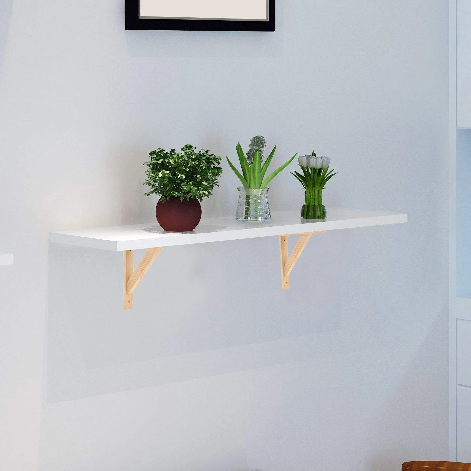 

Heavy Duty Durable Wooden Support Bracket Space Saving Floating Mount Sturdy Triangular For Home Office Decorative Brackets Wall