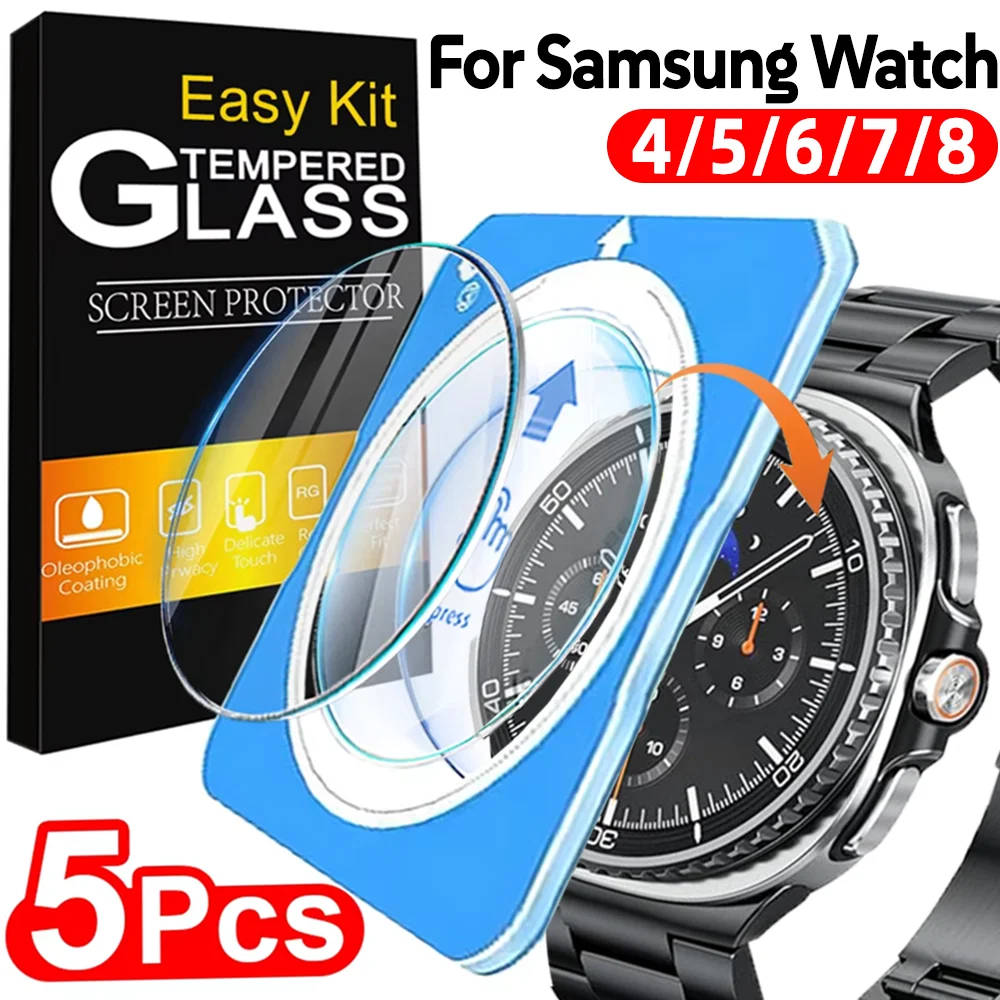 5/1 Uds vidrio templado para Samsung Galaxy Watch 8/7/6/5/4 40mm 44mm 45mm 46mm 47mm 42mm 43mm Protector de pantalla película protectora HD