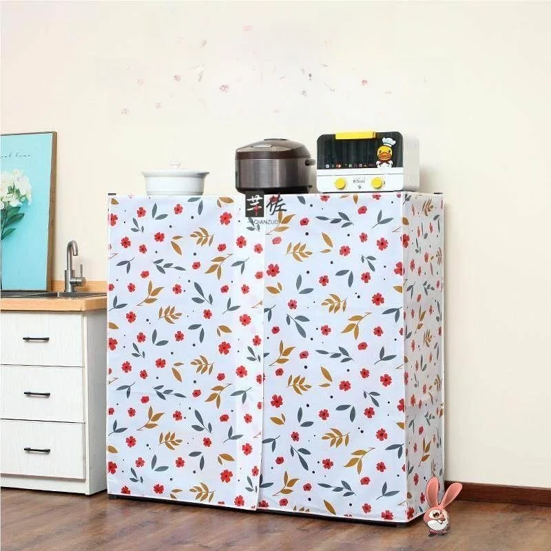 Stainless Steel Dust Cover Kitchen Shelf Three-Sided Obstruction Curtain Iron Frame Wardrobe Dust Curtain Miscellaneous Curtain