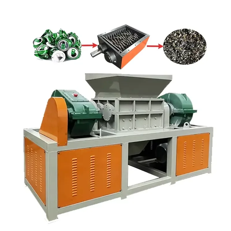 Crusher Real Factory Double Shaft 1000 Metal Shredder Machine Scrap Aluminum Can Shredder Iron Bucket Crusher