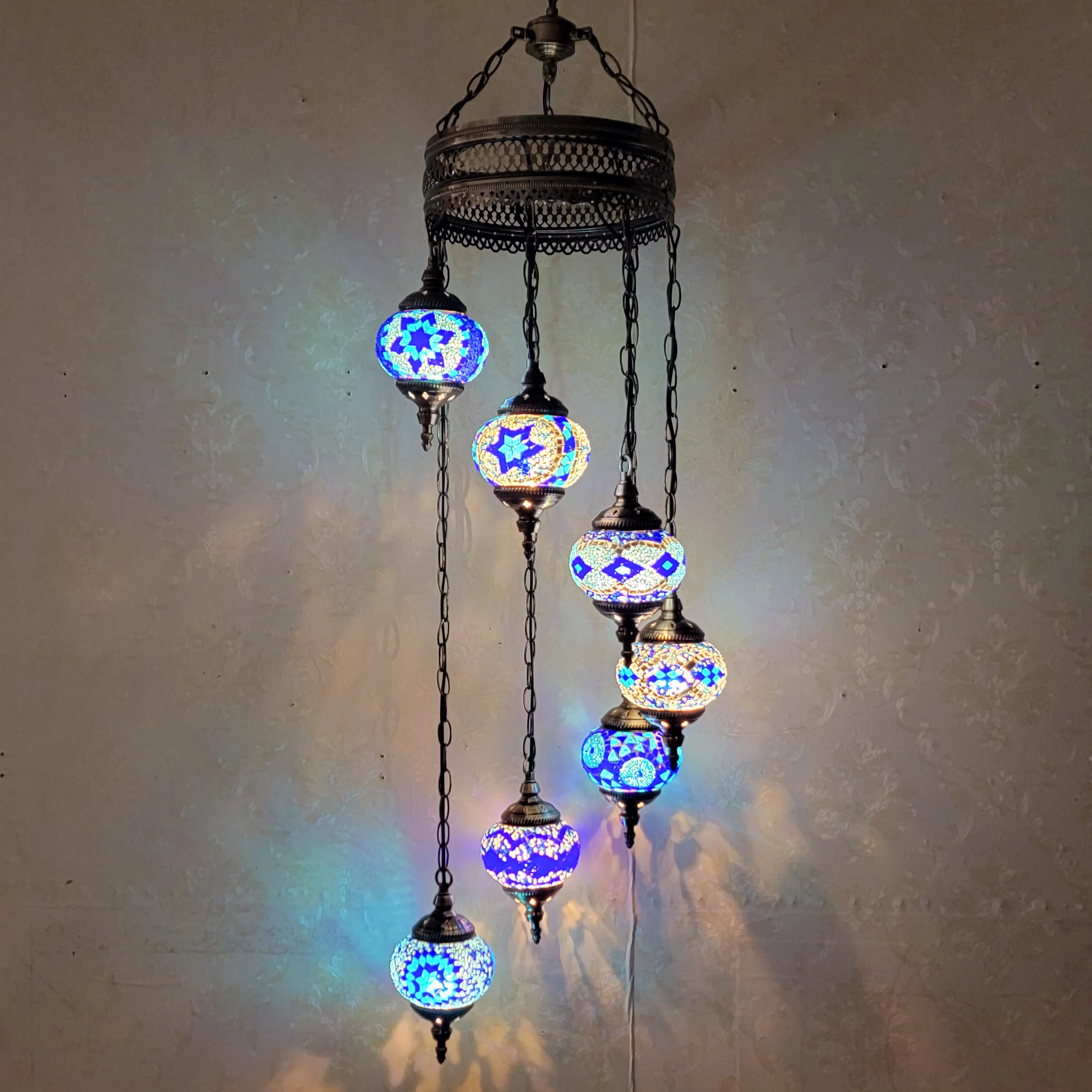 

Мозаичная люстра ручной работы, винтажный художественный светильник-фонарь, подвесные лампы для лестницы, гостиной, ресторана, столовой, декоративное освещение