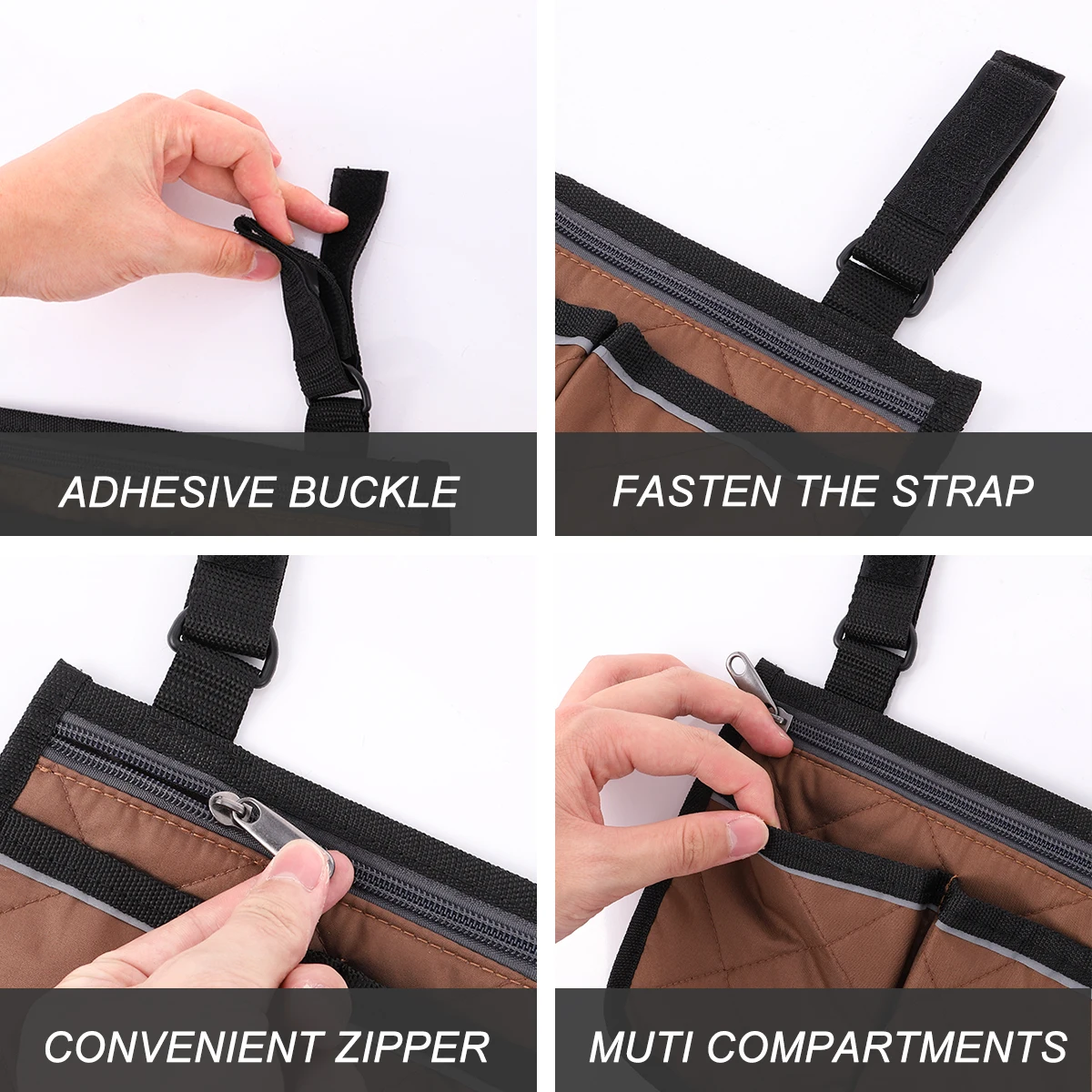 

Wheelchair Side Storage Bag Multi Pockets Organizer For Electric Wheelchair Mobility Scooter Drink Phone Keys Holder
