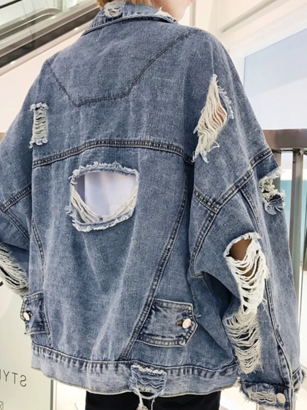 جايت رجالي فضفاض مناسب من قماش الدنيم المتعثر الكوري Sle ملابس غير رسمية للشارع Jaet ملابس خارجية عصرية شبابية من ألياف البوليستر #3