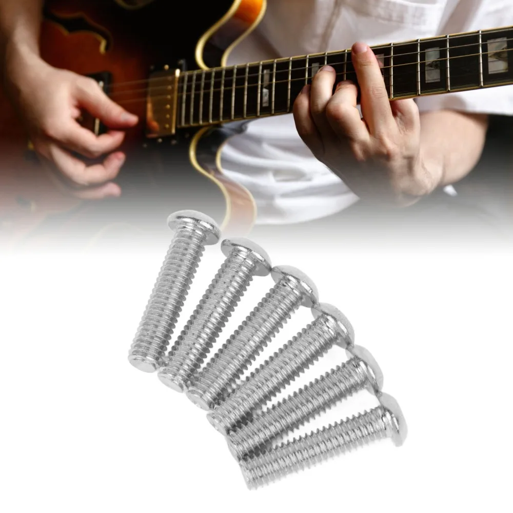 6PCS Durable Silver Bridge Mounting Screws Metal Hex Screws Guitar Bridge Screws For Electric Guitar