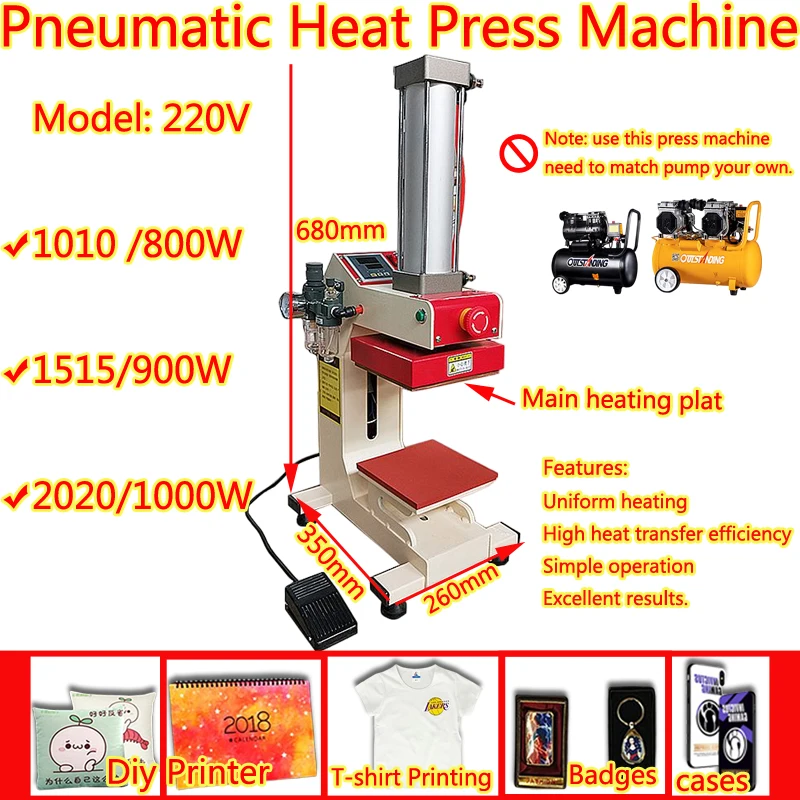Automatic Continuous Pneumatic Sublimation Heat Press hine 800W 900W 1000W for DIY Phone Case ow T-Shirt Printing