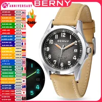 BERNY Frosted Dial Automatic Watch Men Luminous Mechanical Seagull ST2130 Wristwatch Sapphire Luxury Men Watch 10ATM Waterproof