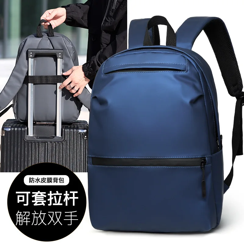 

Водонепроницаемый мужской рюкзак из кожаной пленки, темный, грязеотталкивающий, большой вместительный 14-дюймовый дорожный рюкзак для хранения компьютера