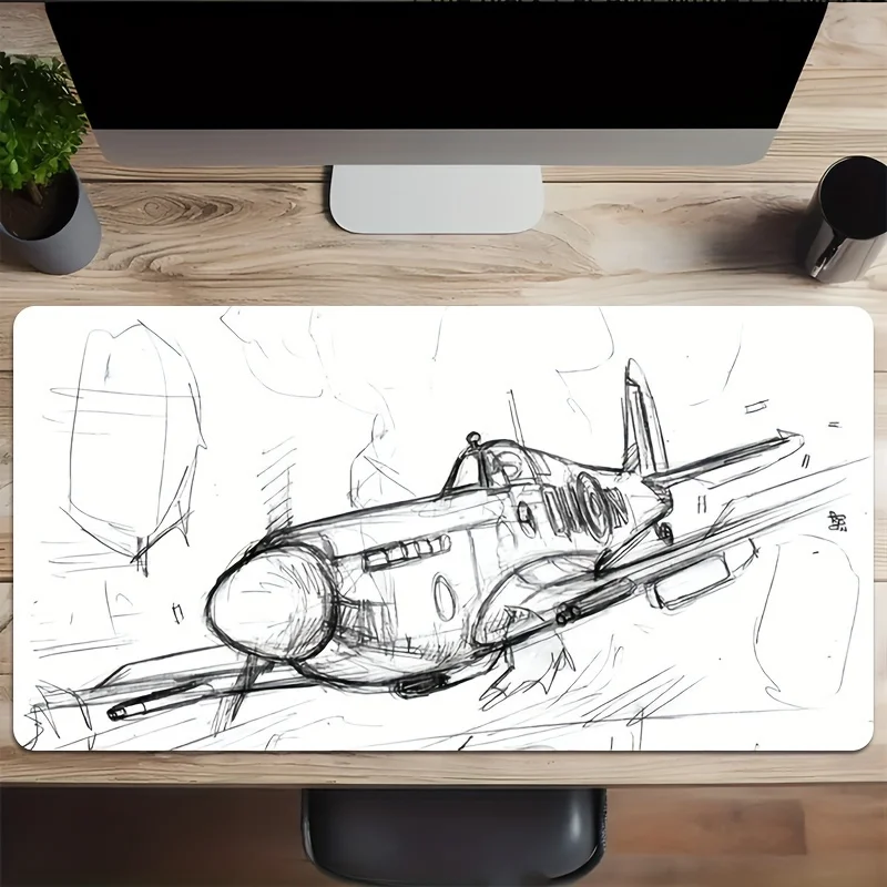 

Airplane Design Mouse Pad Large Rubber Base Anti-slip PC Desk Accessories Mousepad for Office and Gamer Keyboard Mats Decor Mat