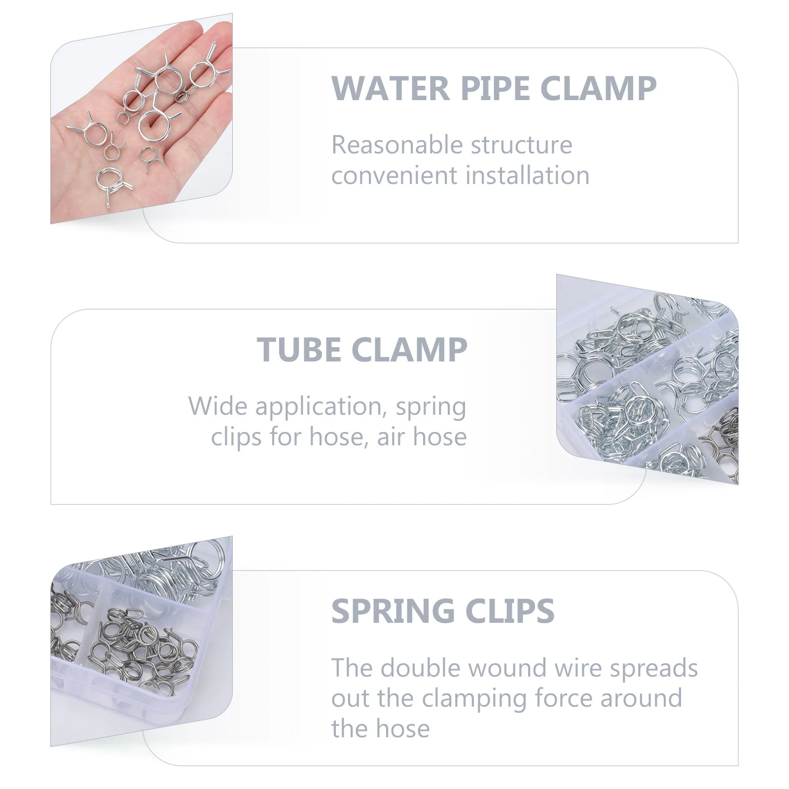 

150pcs Double Wire Clamp Hose Clip For Automotive Water Fuel Line Durable Flexible Fixing Kit Spring Clips