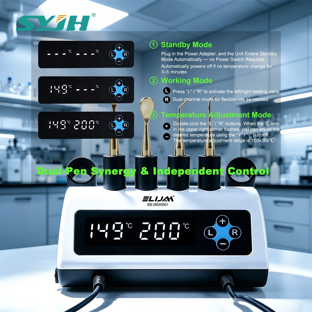 ELIJAH New Digital Display Electric Wax Carving Molding Kit Double Pen 6Pcs Wax Knife Tips Dentistry Laboratory Equipment Tool