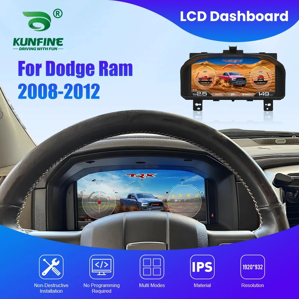 

Приборная панель кластера для Dodge Ram 1500 2500 3500 2008-2012 Спидометр Цифровой ЖК-дисплей Приборная панель 13,1-дюймовый новейший тахометр