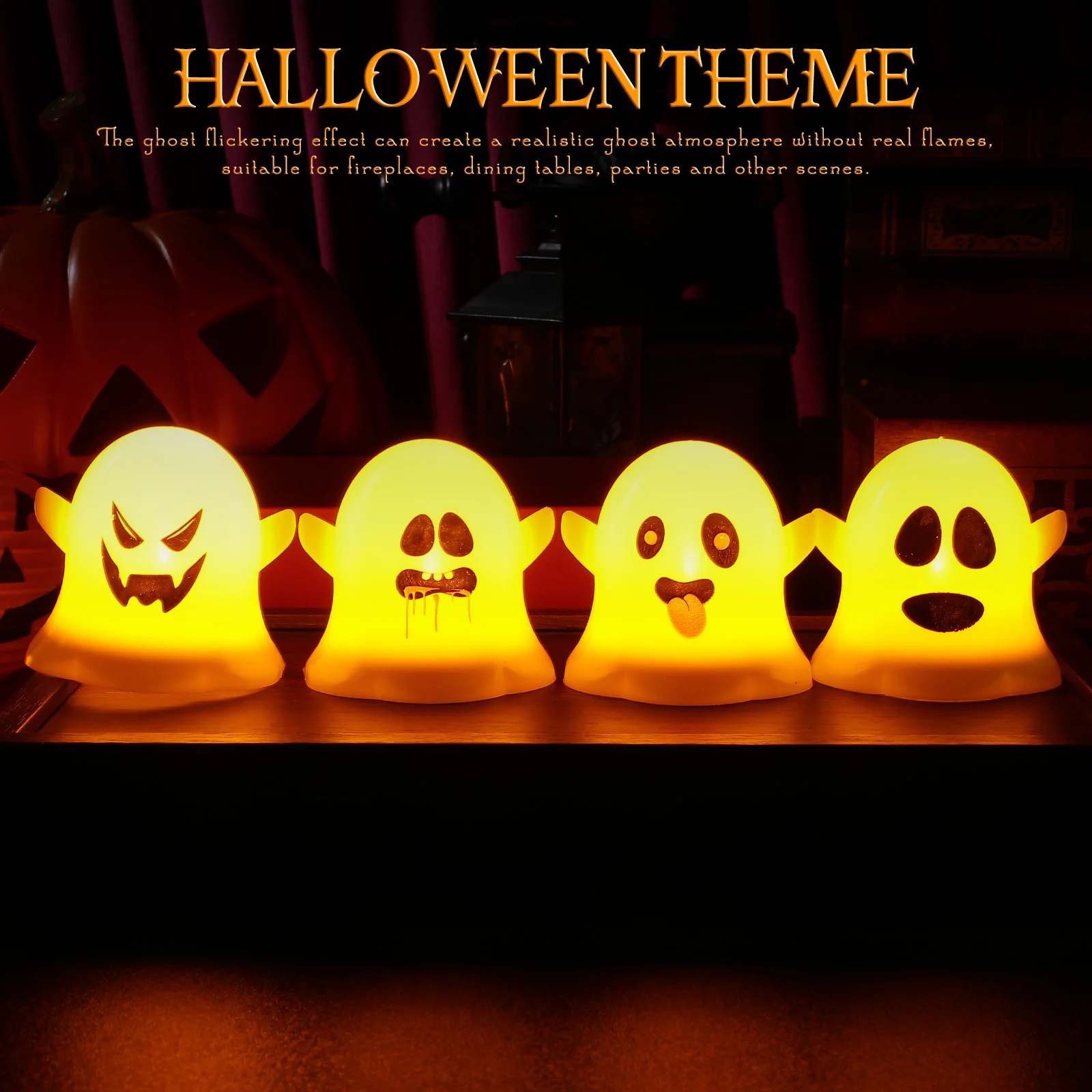 12pcs 깜박이는 Flameless LED 양초 할로윈 유령 차 빛 배터리 운영 파티 홈 인테리어