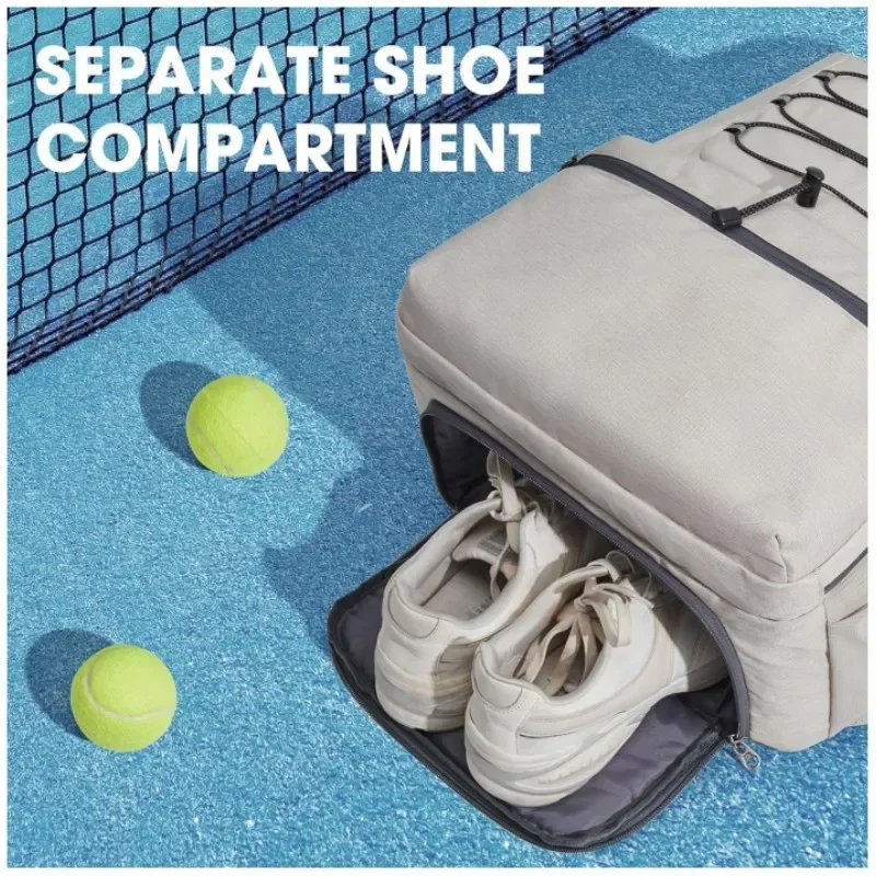 Tennis Bag Portable Tennis Backpack Large Capacity Ball Pack Racket Storage Daypack Outdoor Pickleball Bag with Shoe Compartment