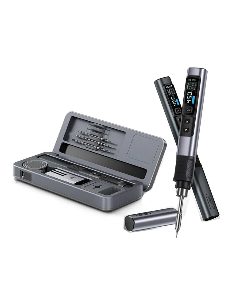 Fer à souder FNIRSI HS02A, température réglable 100~450, coffret d'outils de soudage et de réparation, avec embout T245.