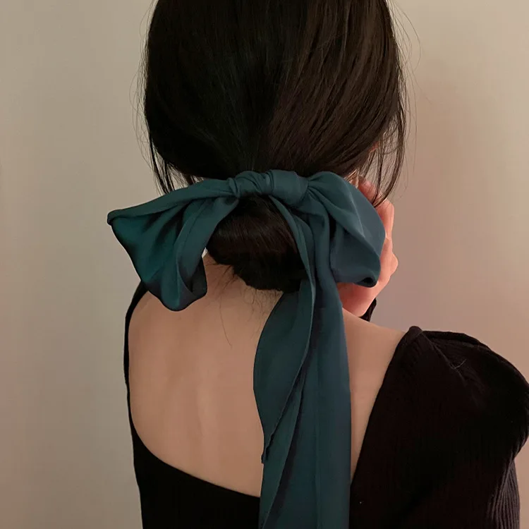 

Green Elegant Hair Ribbon Korean Style Soft Chiffon Mustard Yellow Hair Tie Boho Gift for Women