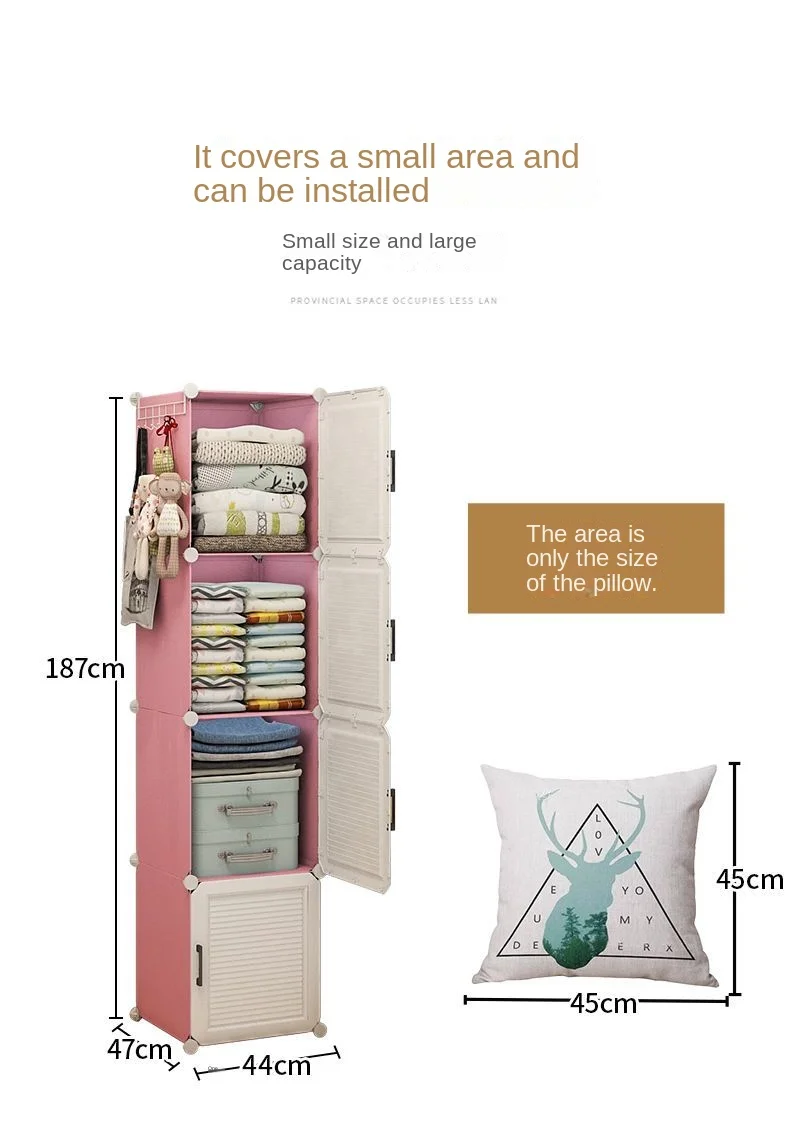 Modern Household Bedroom Furniture Folding Clothes Cabinets Multilayer Storage Locker Plastic Collapsible Dustproof Wardrobe