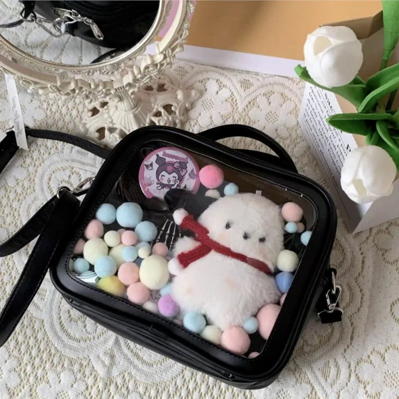 JIAERDI Japanese Transparent Ita Bag Women Harajuku Aesthetic Handle Square Crossbody Bags Ladies Lolita Pink Messenger Bag New