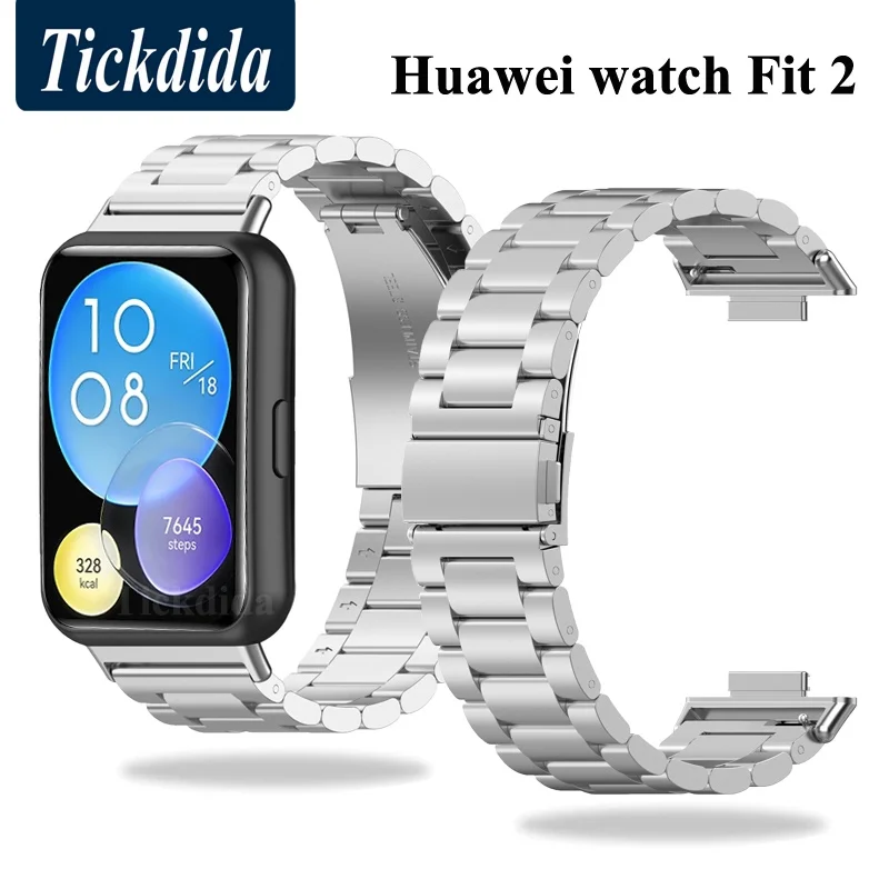 

Metal Watchband for Huawei Watch Fit 2 Stainless Steel Strap Classic Bracelet Correa on huawei fit2 Smartwatch Band Accessories