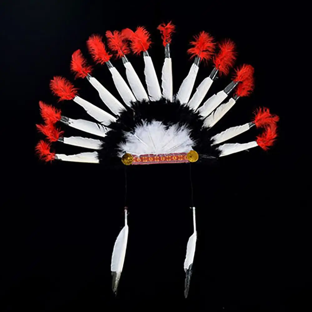 Cosplay Headdress Prop Hat Indian Chief Style Feather Thanksgiving Day Carnival Props