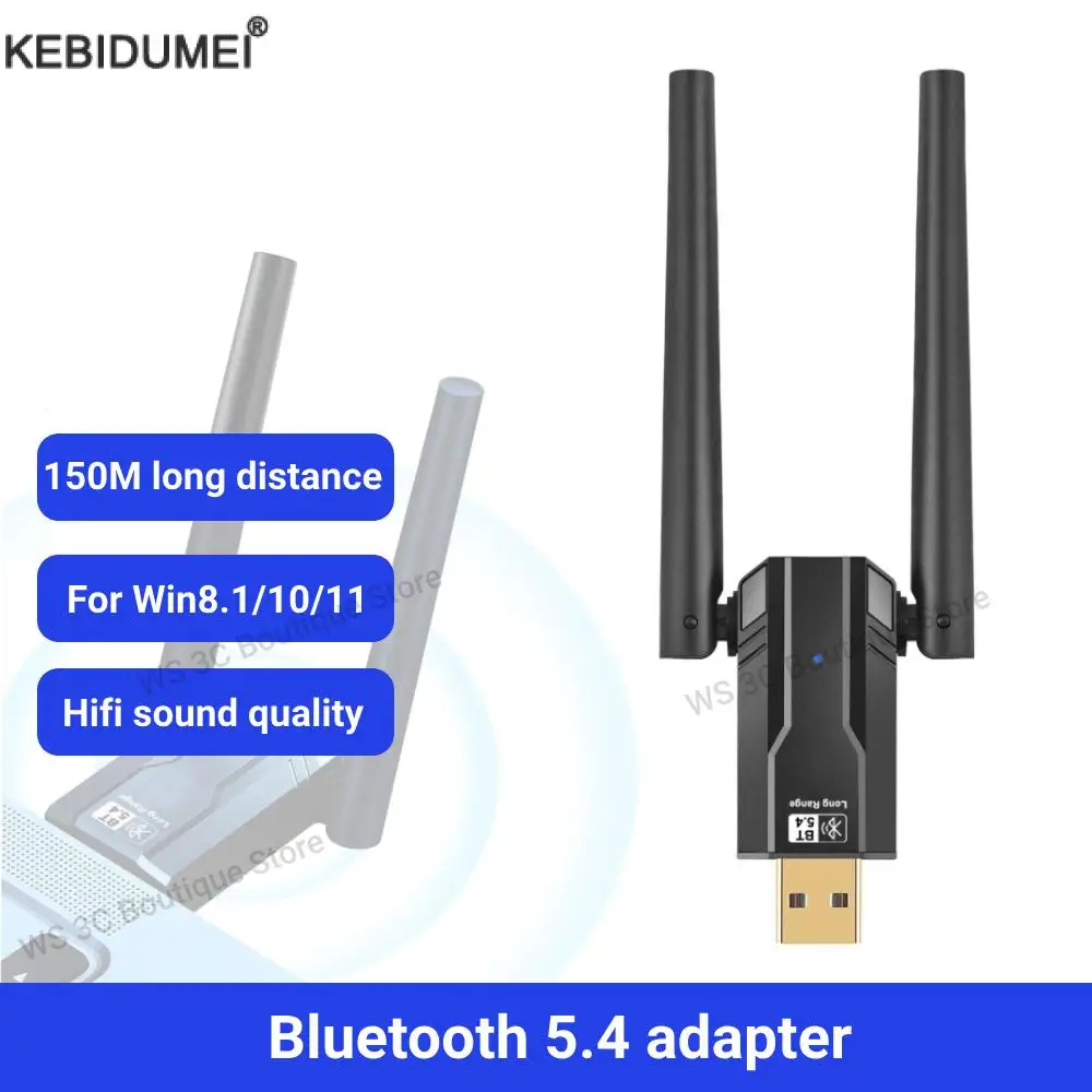 150m USB Bluetooth 5.4 Adapter Bluetooth 5.3 Dongle for PC Wireless Mouse Keyboard Music Audio Receiver Transmitter