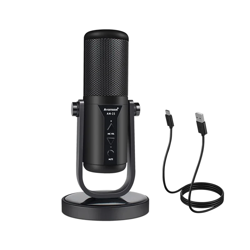 

USB Dynamic Microphone with Headphone Jack/Mute,MIC for Recording Streaming Gaming PS4/PS5 Ampligame AM25