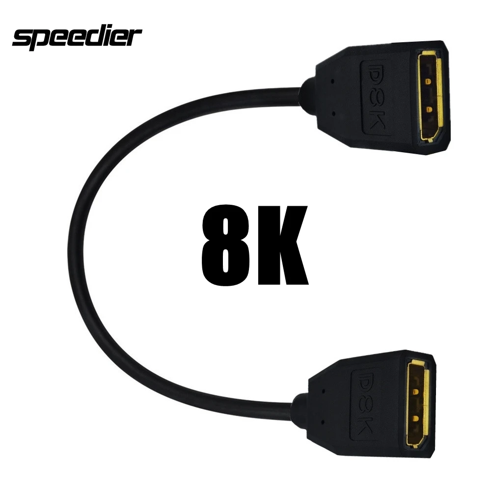 Câble d'extension DisplayPort DP 1.4, 30cm, 8K @ 60Hz, 4K @ 144Hz, HDR, haute vitesse, 32.4Gbps, port d'affichage femelle vers Displayport femelle