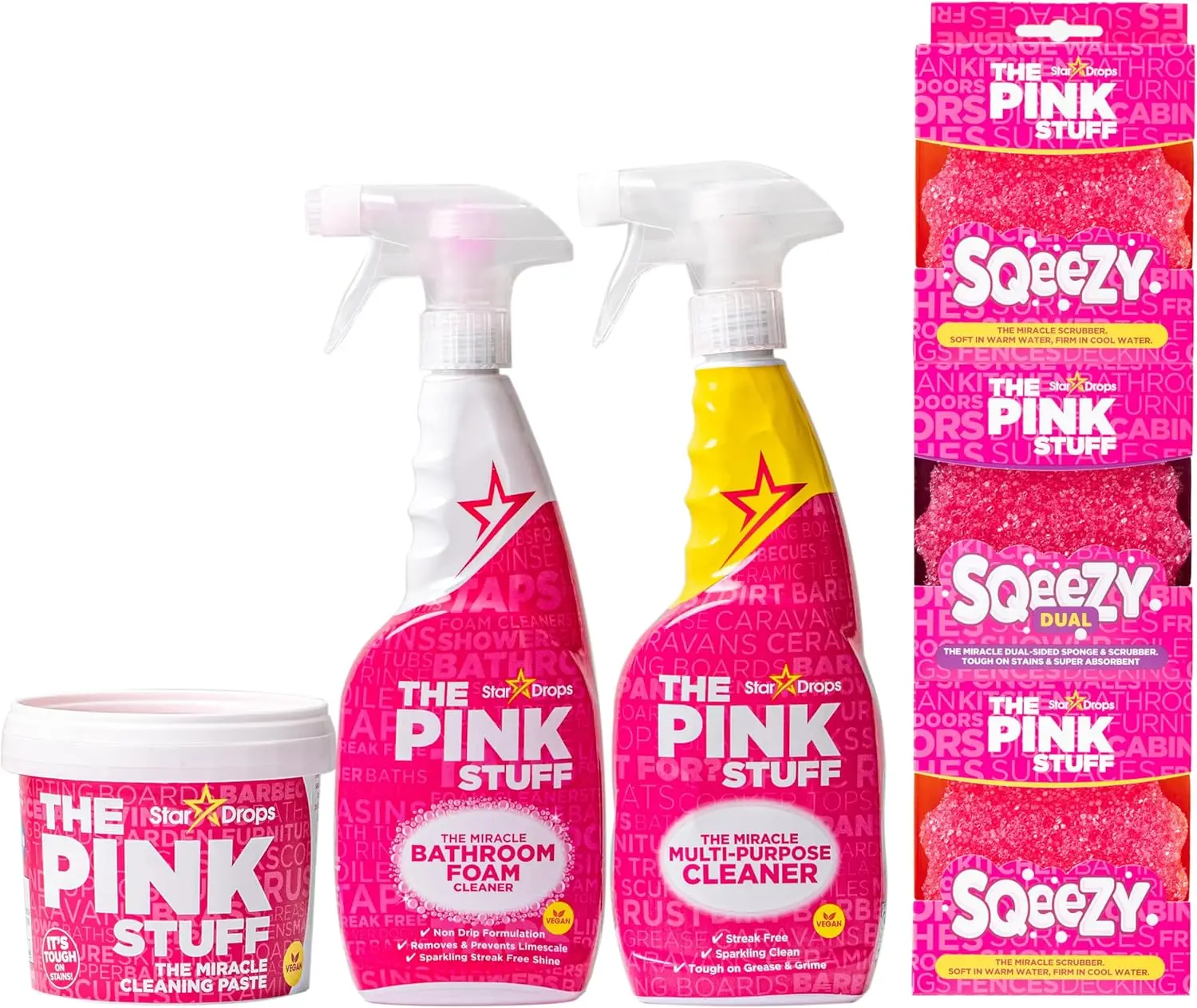 

– The Pink Stuff Cleaning Pack – Miracle Cleaning Paste, Multi-Purpose Spray & Bathroom Foam – Cuts