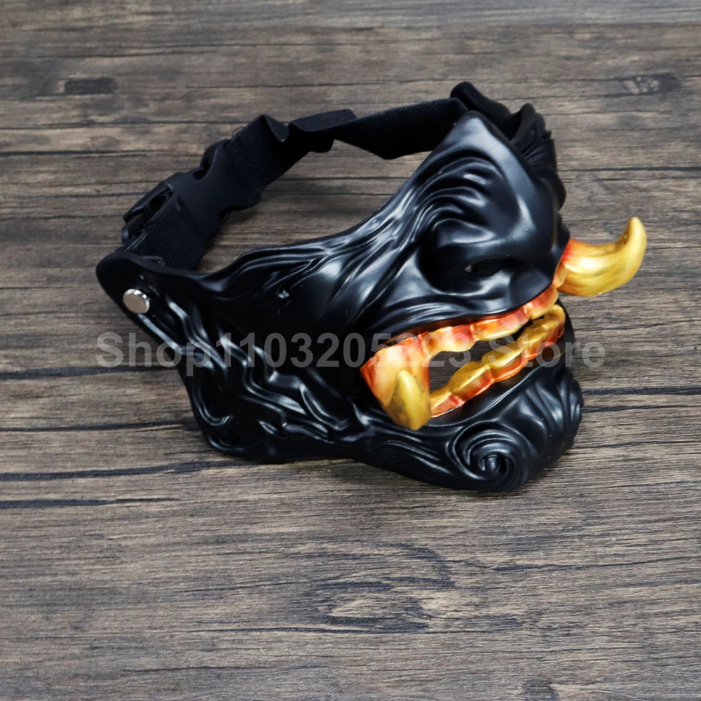 Samurai half face role-playing props, cyberpunk mechanical style decorative masks, adult men's Call of Duty ghosts, Call of Duty