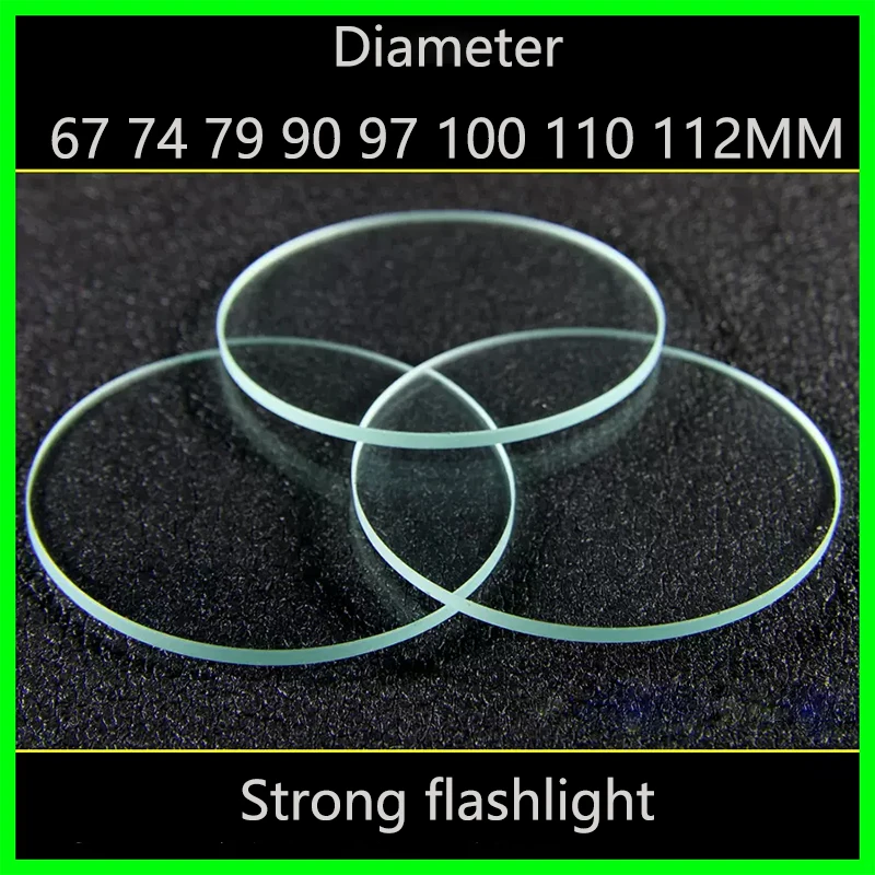 1pcs 112 110 100 97 90 79 74 67mm Flat Glass Lens for LED Bike light Flashlight Searchlight hand lamp