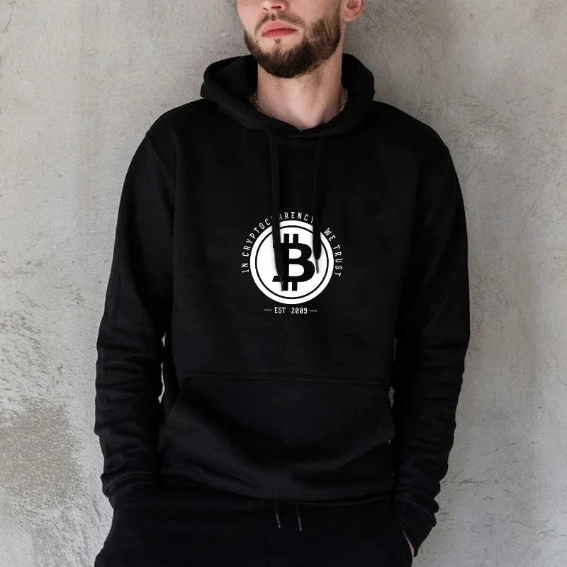 Bitcoin digitale Währung Block chain Männer Frühling Hoodies lässig locker sitzende Hoodies lang ärmel ige Sport Tops Mode Streetwear